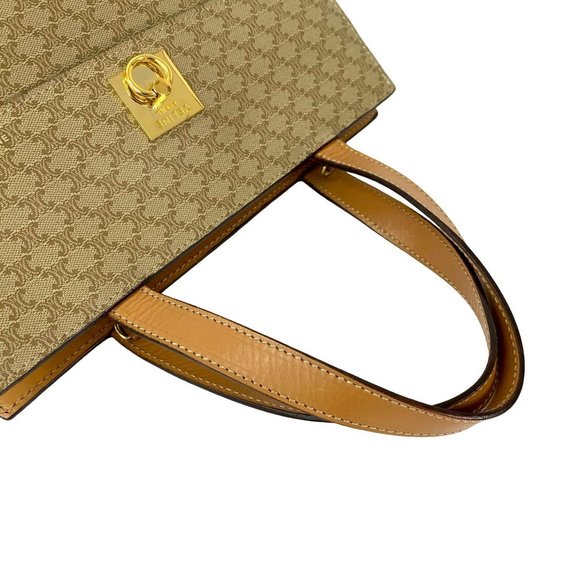 CELINE Macadam Blason Triomphe Pattern Logo Ring Hardware Leather 2-Way Handb... - Picture 4 of 10